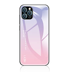 Custodia Silicone Specchio Laterale Sfumato Arcobaleno Cover per Apple iPhone 13 Pro Max Rosa