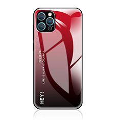 Custodia Silicone Specchio Laterale Sfumato Arcobaleno Cover per Apple iPhone 13 Pro Max Rosso