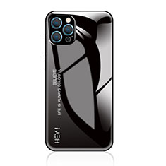 Custodia Silicone Specchio Laterale Sfumato Arcobaleno Cover per Apple iPhone 13 Pro Nero