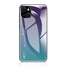 Custodia Silicone Specchio Laterale Sfumato Arcobaleno Cover per Apple iPhone 14 Plus Viola