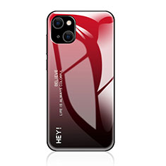 Custodia Silicone Specchio Laterale Sfumato Arcobaleno Cover per Apple iPhone 14 Rosso