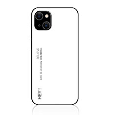 Custodia Silicone Specchio Laterale Sfumato Arcobaleno Cover per Apple iPhone 15 Plus Bianco