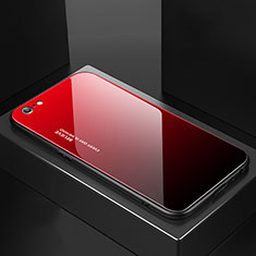 Custodia Silicone Specchio Laterale Sfumato Arcobaleno Cover per Apple iPhone 6 Plus Rosso