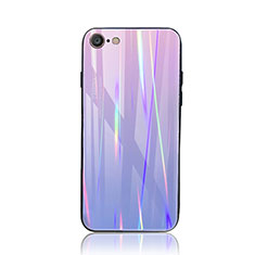 Custodia Silicone Specchio Laterale Sfumato Arcobaleno Cover per Apple iPhone 7 Viola