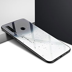 Custodia Silicone Specchio Laterale Sfumato Arcobaleno Cover per Huawei Enjoy 10 Plus Grigio