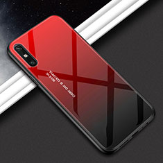 Custodia Silicone Specchio Laterale Sfumato Arcobaleno Cover per Huawei Enjoy 10e Rosso