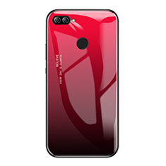 Custodia Silicone Specchio Laterale Sfumato Arcobaleno Cover per Huawei Enjoy 7S Rosso