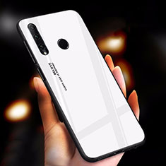 Custodia Silicone Specchio Laterale Sfumato Arcobaleno Cover per Huawei Enjoy 9s Bianco