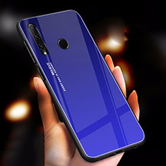 Custodia Silicone Specchio Laterale Sfumato Arcobaleno Cover per Huawei Honor 20 Lite Blu