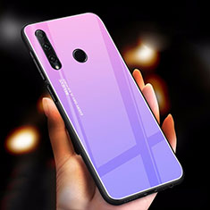 Custodia Silicone Specchio Laterale Sfumato Arcobaleno Cover per Huawei Honor 20i Viola