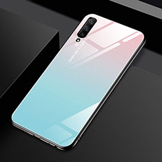 Custodia Silicone Specchio Laterale Sfumato Arcobaleno Cover per Huawei Honor 9X Pro Ciano