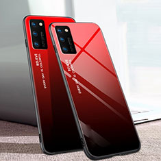 Custodia Silicone Specchio Laterale Sfumato Arcobaleno Cover per Huawei Honor V30 5G Rosso