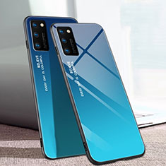 Custodia Silicone Specchio Laterale Sfumato Arcobaleno Cover per Huawei Honor V30 Pro 5G Cielo Blu