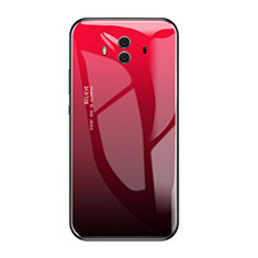Custodia Silicone Specchio Laterale Sfumato Arcobaleno Cover per Huawei Mate 10 Rosso