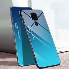Custodia Silicone Specchio Laterale Sfumato Arcobaleno Cover per Huawei Mate 30 Lite Blu