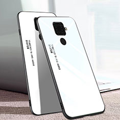 Custodia Silicone Specchio Laterale Sfumato Arcobaleno Cover per Huawei Nova 5i Pro Bianco
