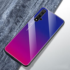 Custodia Silicone Specchio Laterale Sfumato Arcobaleno Cover per Huawei Nova 5T Viola