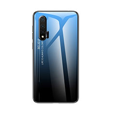 Custodia Silicone Specchio Laterale Sfumato Arcobaleno Cover per Huawei Nova 6 5G Blu