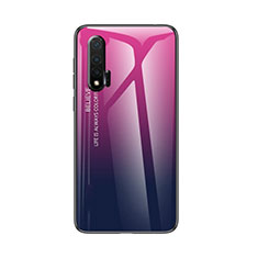 Custodia Silicone Specchio Laterale Sfumato Arcobaleno Cover per Huawei Nova 6 5G Rosa Caldo