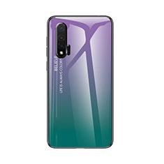 Custodia Silicone Specchio Laterale Sfumato Arcobaleno Cover per Huawei Nova 6 5G Verde