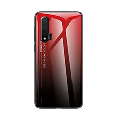 Custodia Silicone Specchio Laterale Sfumato Arcobaleno Cover per Huawei Nova 6 Rosso