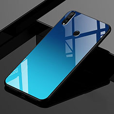 Custodia Silicone Specchio Laterale Sfumato Arcobaleno Cover per Huawei P30 Lite Blu