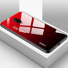 Custodia Silicone Specchio Laterale Sfumato Arcobaleno Cover per OnePlus 6T Rosso