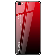Custodia Silicone Specchio Laterale Sfumato Arcobaleno Cover per Oppo A3 Rosso