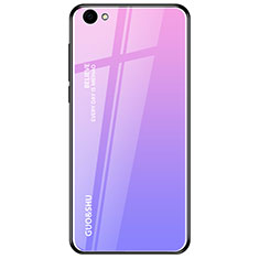 Custodia Silicone Specchio Laterale Sfumato Arcobaleno Cover per Oppo A3 Viola