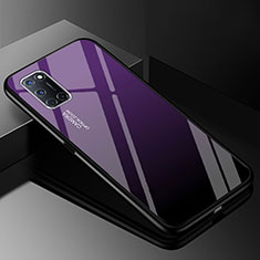 Custodia Silicone Specchio Laterale Sfumato Arcobaleno Cover per Oppo A72 Viola