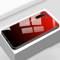 Custodia Silicone Specchio Laterale Sfumato Arcobaleno Cover per Oppo A91 Rosso