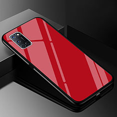 Custodia Silicone Specchio Laterale Sfumato Arcobaleno Cover per Oppo A92 Rosso