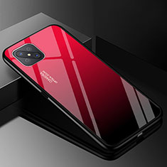 Custodia Silicone Specchio Laterale Sfumato Arcobaleno Cover per Oppo A92s 5G Rosso e Nero