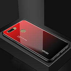 Custodia Silicone Specchio Laterale Sfumato Arcobaleno Cover per Oppo AX7 Rosso