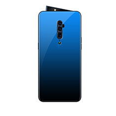 Custodia Silicone Specchio Laterale Sfumato Arcobaleno Cover per Oppo Reno 10X Zoom Blu