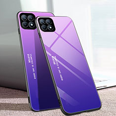 Custodia Silicone Specchio Laterale Sfumato Arcobaleno Cover per Oppo Reno4 SE 5G Viola