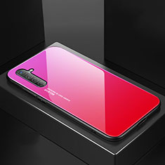 Custodia Silicone Specchio Laterale Sfumato Arcobaleno Cover per Realme X2 Rosa