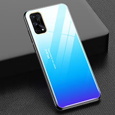 Custodia Silicone Specchio Laterale Sfumato Arcobaleno Cover per Realme X7 5G Cielo Blu