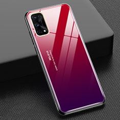 Custodia Silicone Specchio Laterale Sfumato Arcobaleno Cover per Realme X7 5G Rosso Rosa