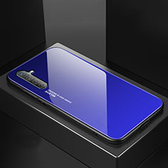 Custodia Silicone Specchio Laterale Sfumato Arcobaleno Cover per Realme XT Blu