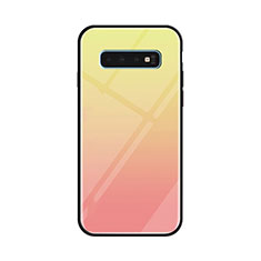 Custodia Silicone Specchio Laterale Sfumato Arcobaleno Cover per Samsung Galaxy S10 Plus Giallo