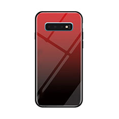 Custodia Silicone Specchio Laterale Sfumato Arcobaleno Cover per Samsung Galaxy S10 Plus Rosso