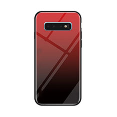 Custodia Silicone Specchio Laterale Sfumato Arcobaleno Cover per Samsung Galaxy S10 Rosso