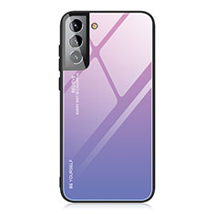 Custodia Silicone Specchio Laterale Sfumato Arcobaleno Cover per Samsung Galaxy S21 5G Lavanda