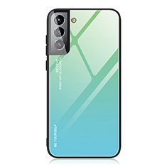 Custodia Silicone Specchio Laterale Sfumato Arcobaleno Cover per Samsung Galaxy S21 FE 5G Verde Pastello
