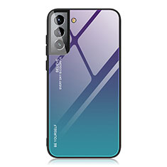 Custodia Silicone Specchio Laterale Sfumato Arcobaleno Cover per Samsung Galaxy S22 5G Viola