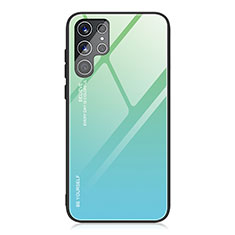 Custodia Silicone Specchio Laterale Sfumato Arcobaleno Cover per Samsung Galaxy S22 Ultra 5G Verde Pastello