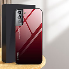 Custodia Silicone Specchio Laterale Sfumato Arcobaleno Cover per Samsung Galaxy S24 5G Rosso