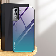 Custodia Silicone Specchio Laterale Sfumato Arcobaleno Cover per Samsung Galaxy S24 5G Viola