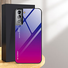 Custodia Silicone Specchio Laterale Sfumato Arcobaleno Cover per Samsung Galaxy S24 Plus 5G Rosa Caldo